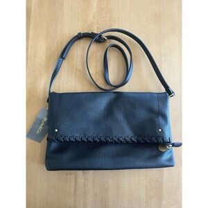 Whipstitch East West Flap Small Crossbody NEW $79.50 Macys Exclusive Black Purse
